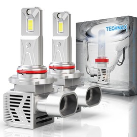 TECHMAX 9005 Light Bulbs, 6500K Xenon White 9005/HB3 Fog Light with 18000 RPM Cooling Fan Plug & Play, Pack of 2