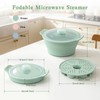 42oz Upgraded Silicone Foldable Microwave Steamer (Light Green)