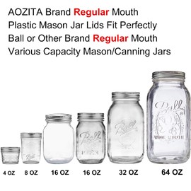 AOZITA [16 Pack] Colored Plastic Mason Jar Lids Fits Ball, Kerr & More - 8 Wide Mouth & 8 Regular Mouth - Storage Caps for Canning Jars, Dishwasher Safe & Food Grade & Leakproof