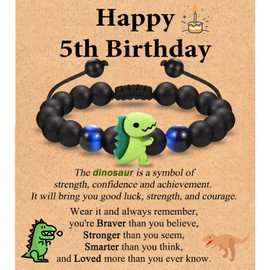 Leyung 5 Year Old Boy Birthday Gift, Dinosaur Birthday Decorations, Bracelet Gifts for 5 Year Old Boys Son Grandson Nephew Brother