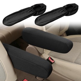 Smeyta 2PC Car Front Seat Armrest Covers,Universal Size Seat Arm Rest Cover,Flat Cloth Fabric Armrest Cover,Car Interior Accessories(Black,1Pair)