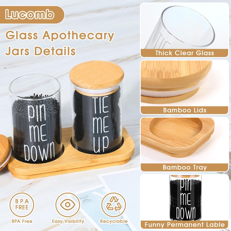 Funny Apothecary Jars 2 Pack Hair Tie Holder Organizers Bathroom