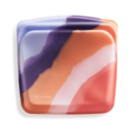 Stasher Premium Silicone Reusable Food Storage Sandwich Bag, Purple Wave, Microwave, Sous Vide, Dishwasher, Oven and Freezer Safe, BPA Free, Leak-free, Eco-friendly, 28 Oz