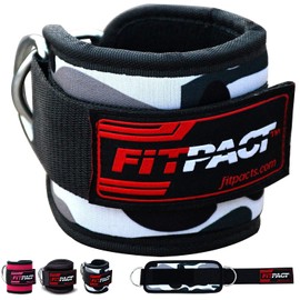 FITPACT Ankle Straps for Cable Machines Resistance Bands Padded Ankle Cuffs Set - Weighted Kickback Engaging Glutes, Hip Abductors and Core Muscles Ideal for Men Women, Adjustable Steel Double D Ring