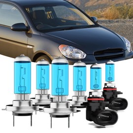 TTDBDAN Headlights Fit For Hyundai Tiburon 2003-2006 Halogen Headlight Bulbs,H7 High Beam+ H7 Low Beam+ 9006 Fog Light Combo,Plug And Play,Pack of 6 (Hyundai Tiburon 2003-2006)