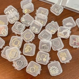 20pcs Mini Portable Jewelry Storage Box, Square Clear Jewelry Organizer With Lid, Dustproof Container For Earring Necklace Ring Jewelry, Home Organizer Supplies, Fall Decor