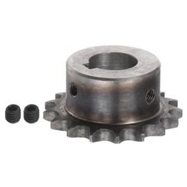 Kozelo DIN/ISO 06B Roller Sprocket 17Z [19 mm Bore x 3/8 Inch Pitch] Motor Drive Gear for Machines, A3 Carbon Steel, Silver Tone