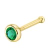 Solid 14K Gold Ball-end Stud Bezel Set Emerald 22G Nose