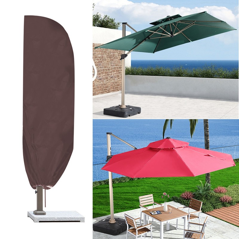 Waterproof Garden Umbrella Cover Protector Outdoor Patio Rain Covers 265*40CM(Coffee)