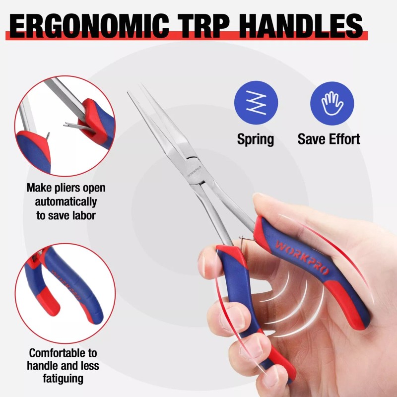 WORKPRO 7-Inch Long Reach Needle Nose Pliers Mini Small Extra