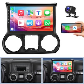 10'' Car Radio for Jeep Wrangler JK 2007-2018 Dodge Ram 1500 2500 2009 2010 2011 2012 Compass Grand Cherokee with CarPlay Android Auto, Touchscreen Head Unit GPS Bluetooth Backup Camera WiFi AM/FM SWC