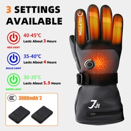 7JI Electric Heated Gloves Motorcycle Gloves 3-Stage Temperature Control (55℃/45℃/35℃) Touch Panel Operation Compatible Cold and Waterproof Design Non-Slip Design Type-C Charging Compatible 7.4V