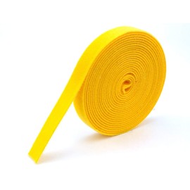 Secure 3/4 Inch Continuous Yellow Hook and Loop Wrap for Cable Management and Organization in Home or Office - 10 Yards