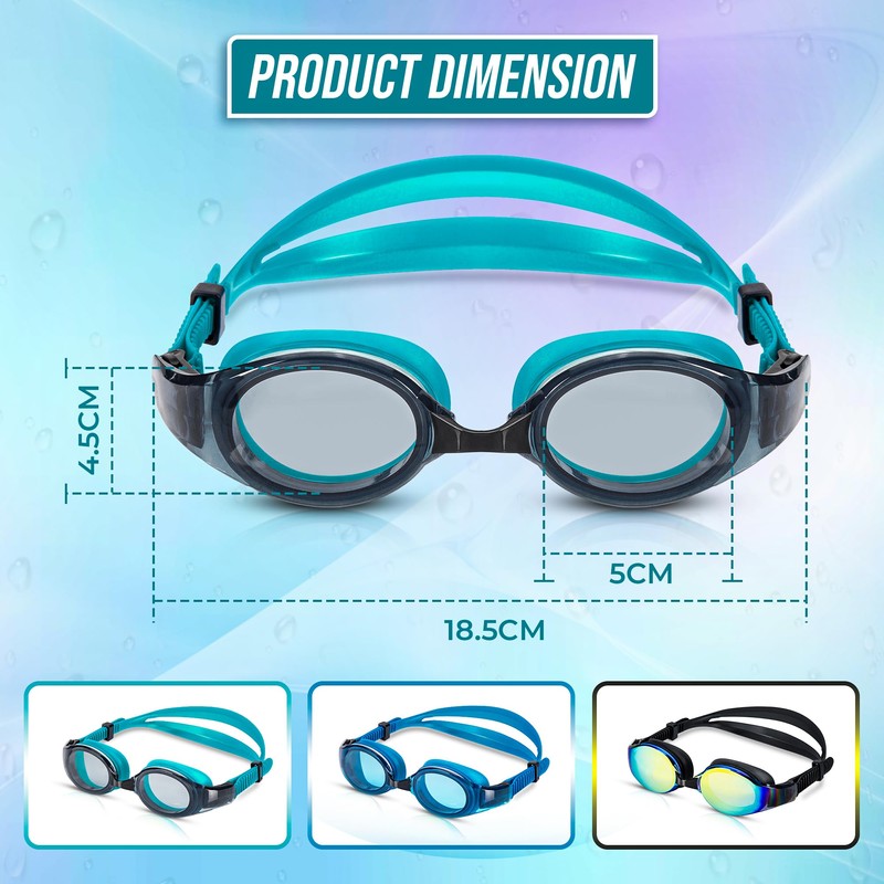 MaiKud Unisex Swimming Goggles (Light Blue)