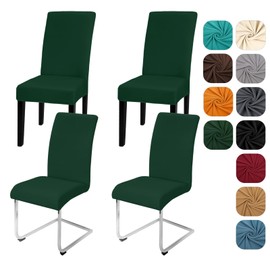 Yugarlibi Dining Chair Covers Set of 4 Stretch Chair Slipcovers Swing Chair Elastic Removable Dining Room Chair Covers Reusable Washable Chair Protector for Hotel Banquet Ceremony (Green, 4 pcs)