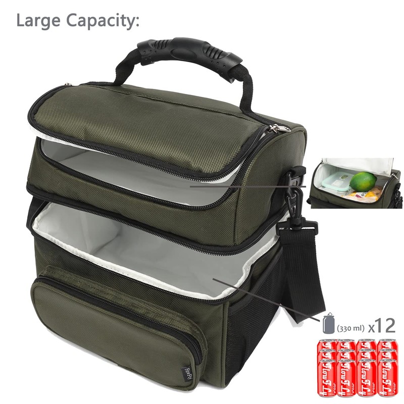 FlowFly Insulated Lunch Bag Adult Lunch Box Large Tote Double