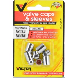 Victor™ Chrome Valve Hex Valve Caps and Sleeves - 4 Pack 22-5-00722-8