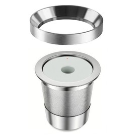 VORTHYNDRA 1 Pack Stianless Steel Reusable K Cup Coffee Pods Compatible for K eurig 1.0 & 2.0 Coffee Maker Refillable K-eurig Coffee Filter with Aluminum Coffee Filling Tool, Reduction Waste(Silver)