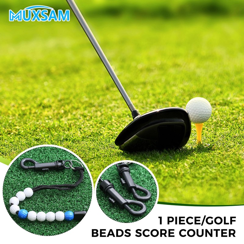 MUXSAM 1 Piece Golf Beads Score Counter with Clip (Blue),