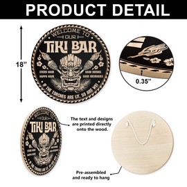 MUCHNEE Tiki Bar Sign, Housewarming Gift For Beach Lovers, Pool & Patio Signs for Tiki Lounge Hut Beach House Patio Home Pub, Backyard Bar & Grill Sign, Tropical Beach Sign, Tiki Theme Decor for Beach House