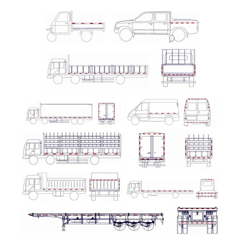 MFC PRO 6" Rectangular Stick-on Reflectors(Kit 1/White+Red)