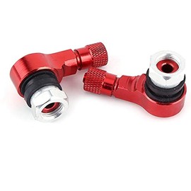 Universal Aluminum Alloy 90 Degree Tire Valve Stems Caps for Motorcycle, 2pcs (Red)
