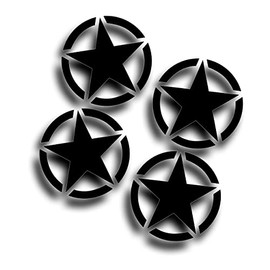 4X Military Invasion Victory Freedom Star Decal Sticker to Restore Or Custom Any Army Truck Compatible with Wrangler Willys in Flat Matte Black 5 Inch