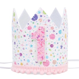 Agvgaza Rainbow polka dot 1st Birthday Crown - Glitter Sprinkle One Birthday Hat for Girls, Sweet One Birthday Decor, Sprinkle First Birthday Crown, Colorful Dots 1st Birthday Photo Props