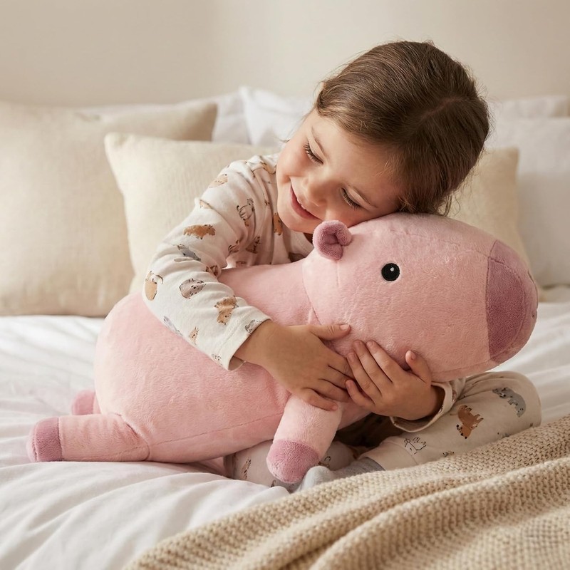 Kawaii Plush Pink Capybara Pillow – Soft Cuddly Stuffed Animal,