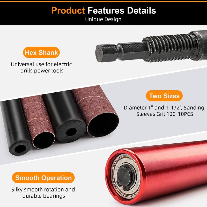 SI FANG Spindle Sander Adaptor Kit Drum Sander for Drill,