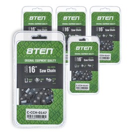 8TEN Full Chisel Chainsaw Chain 16 Inch .050 3/8 59DL For Jonsered 2051 Homelite EZ-250 Makita EA6100PREG (5 Pack)