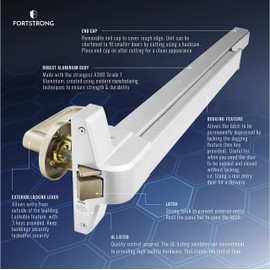 Panic Bar Exit Device - Push Bar for Exit Doors & Exit Lever with Key - Aluminium Silver Finish - Fitting Instructions