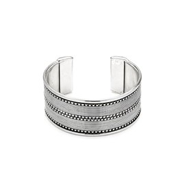 Vestopazzo Engraved Silver Plated Bracelet Nickel Tested. Handcrafted Workmanship. Unisex Taglia Unica, Sterling Silver, No Gemstone, Sterling Silver, No Gemstone