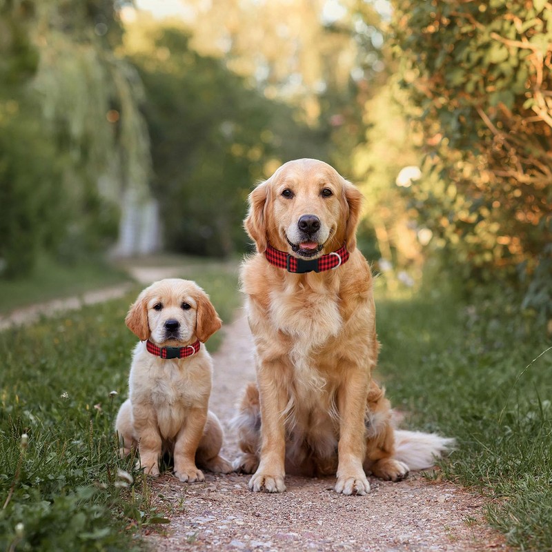 Red Black Plaid Gingham Dog Collars Soft Adjustable Collar Strap