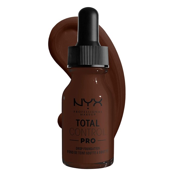 NYX PROFESSIONAL MAKEUP Total Control Pro Drop Foundation, Skin-True Buildable Coverage - Deep Ebony