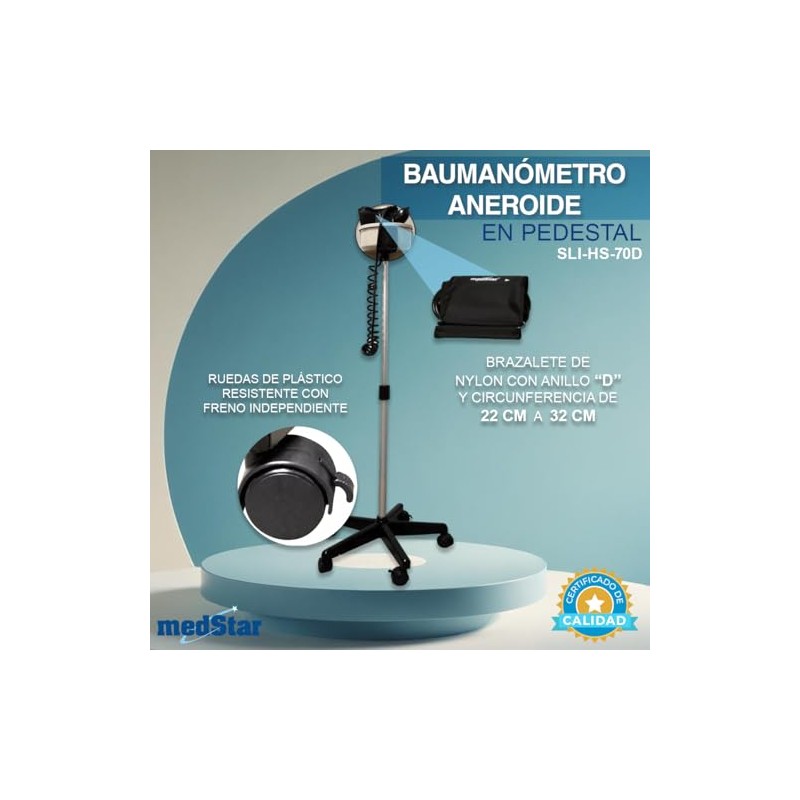 MEDSTAR | Baumanómetro Aneroide de Pedestal con Altura Ajustable