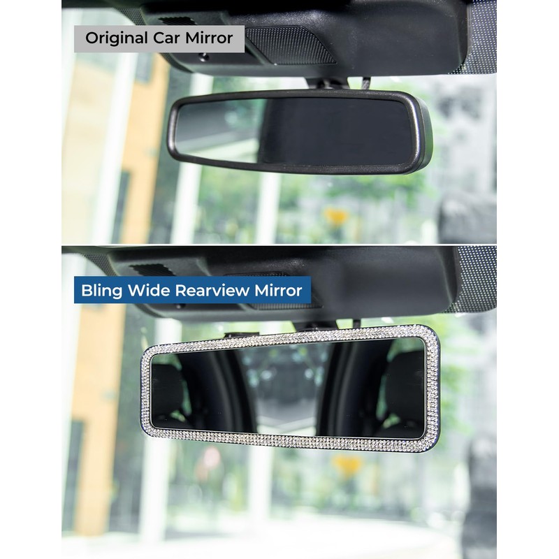 JOYTUTUS Rear View Mirror, Universal 11.81 Inch Panoramic Rearview Accessories