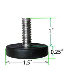 SINGTAN 1.5" Base Furniture Levelers,#304 Stainless Steel 3/8"-16 Bolt with Screw-in nut-Pack of 4 | Heavy Duty Adjusting Foot| 1" Adjustable Furniture Legs for Table,Furniture Legs. Low Profile