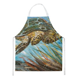 Caroline's Treasures JMK1168APRON Loggerhead Sea Turtle Apron Cooking Kitchen Server Baking Crafts Gardening for Adult Women Men, Unisex, Large, Multicolor