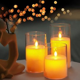 Portavelas de Vidrio Transparente con luz de té, 3PCS portavelas clásico para velas flotantes, Ideal para centros de mesa para el hogar, despedida de soltera, cumpleaños, Navidad, boda y Uso Diario