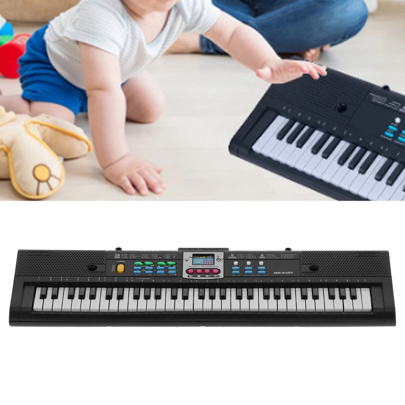 61Key Mini Electric Piano Black MultiFunctional Studio Toy with Microphone