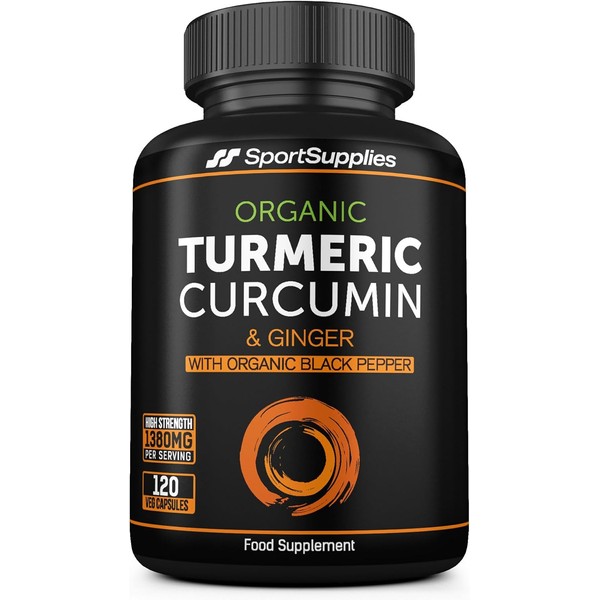 Organic Turmeric Capsules High Strength and Black Pepper with Active