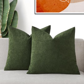 GIGIZAZA Olive Green Decor Pillow Covers 18x18 Set of 2, Cotton Modern Throw Pillows Covers for Living Room Couch Sofa Pillowcase Accent Farmhouse Cushions Covers