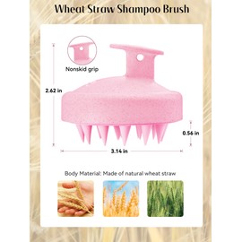 HEETA Scalp Massager Hair Growth, Soft Silicone Scalp Scrubber Shampoo Brush for Exfoliation, Dandruff Removal & Head Massage Stress Relax, Wet & Dry Use for Thick, Thin Hair Care, Wheat Straw Pink