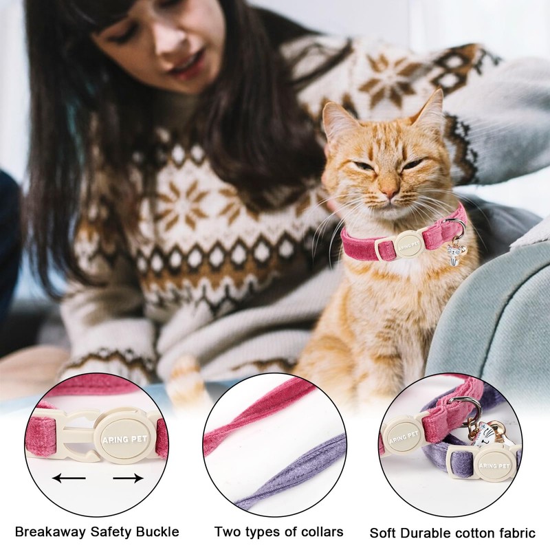 ARING PET 2 Pack Cat Collars-Cute Breakaway Cat Collar with