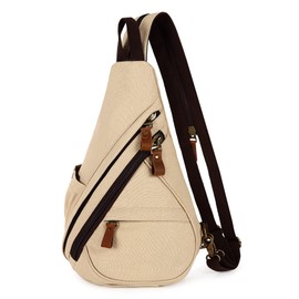 HuxFam Canvas Sling Bags Crossbody Sling Backpack for Men Women Chest Bags Small Hiking Travel Shoulder Daypack