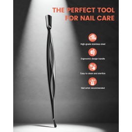 BEZOX Cuticle Trimmer - Elegant Precision Cuticles Pusher & Fork, Dual-Ended Stainless Steel Nail Care Tool for Exquisite Manicures and Pedicures - Black