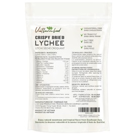 CRISPY DRIED LYCHEE 2.47 oz (70g) VIETFARMFOOD: Freeze-dried, no sugar added, naturally sweet. Nutritious, pure, and crunchy. Great for snacking, toppings, desserts, or healthy gifting.