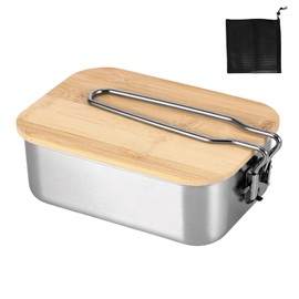 Weskjer Lunch Box for Adults / Children, with Storage Bag, Stainless Steel Lunch Box, Bamboo Blanket, Lunch Box, School Lunch Box Made of 304 Stainless Steel for Picnics, Camping, School, Office (900