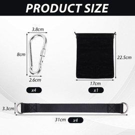 KASURE Hammock Straps, 4 Pcs Swing Straps(30cm) and 4 Pcs Carabiners, Hammock Chair Hanging Kit for Tree and Swings, Comes with a Storage Bag